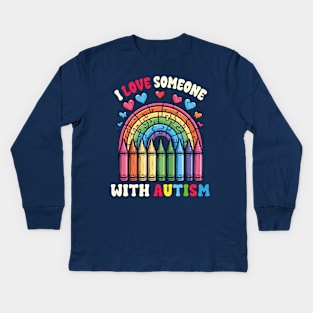 I Love Someone With Autism Puzzle Special Education Teacher Kids Long Sleeve T-Shirt